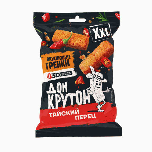 Гренки Дон Крутон пшеничные со вкусом тайского перца 150г - в магазине «Чижик»