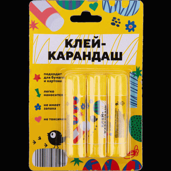 Клей-карандаш на основе ПВА 9г 3шт - в магазине «Чижик»