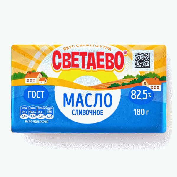 Масло СВЕТАЕВО Традиционное 82.5% 180г - в магазине «Чижик»