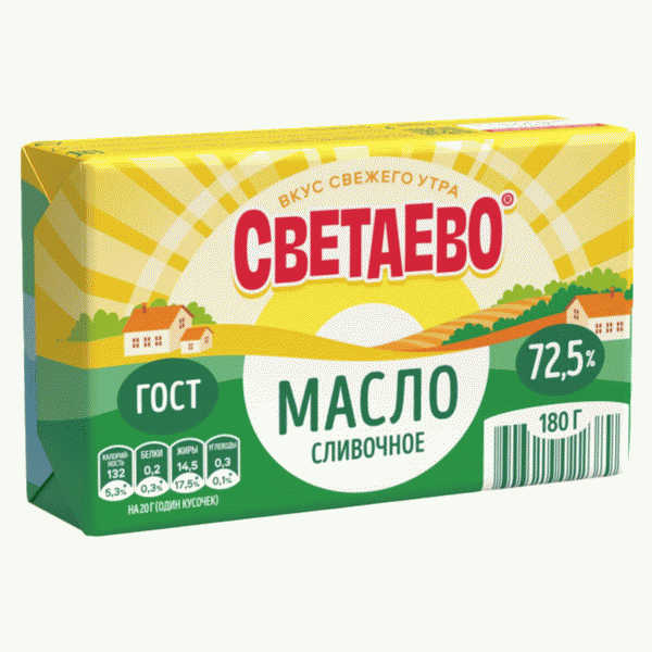 Масло СВЕТАЕВО Крестьянское 72.5% 180г - в магазине «Чижик»
