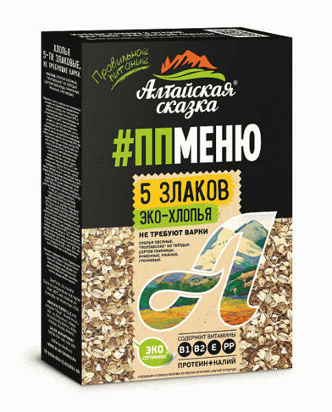 Хлопья Алтайская сказка 5 злаков 350г - в магазине «Чижик»