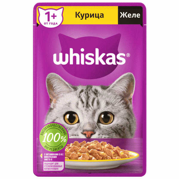 Корм Whiskas желе с курицей для кошек 75г - в магазине «Чижик»