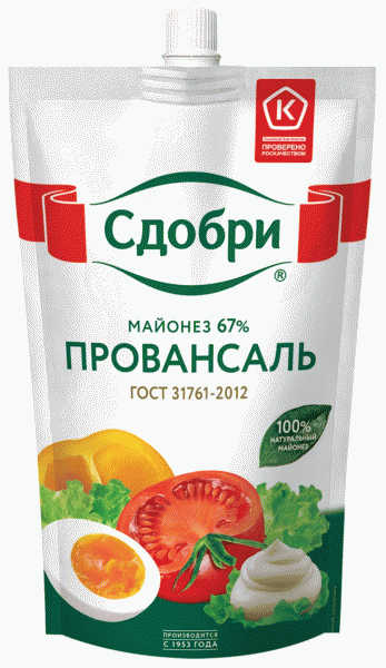 Майонез Сдобри Провансаль 67% 350г - в магазине «Чижик»