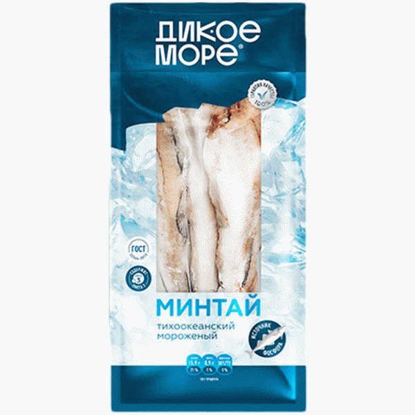 Минтай ДИКОЕ МОРЕ обезглавленный замороженный 1кг - в магазине «Чижик»