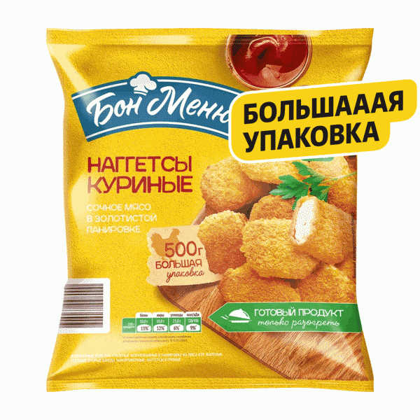 Наггетсы БОН МЕНЮ куриные зам. 500г - в магазине «Чижик»