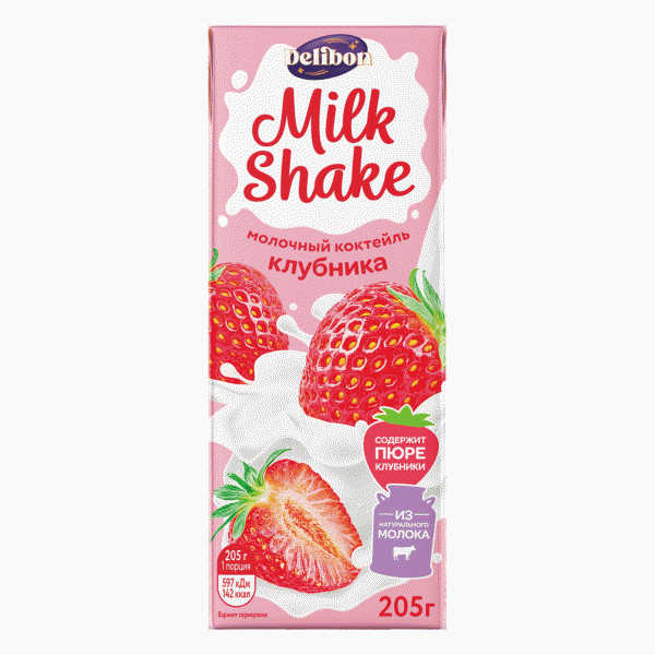 Коктейль молочный DELIBON с клубникой для детей 205г - в магазине «Чижик»