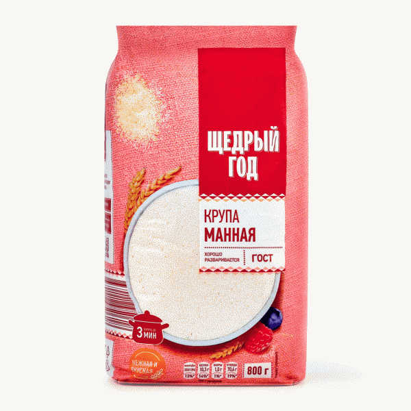 Крупа ЩЕДРЫЙ ГОД манная 800г - в магазине «Чижик»
