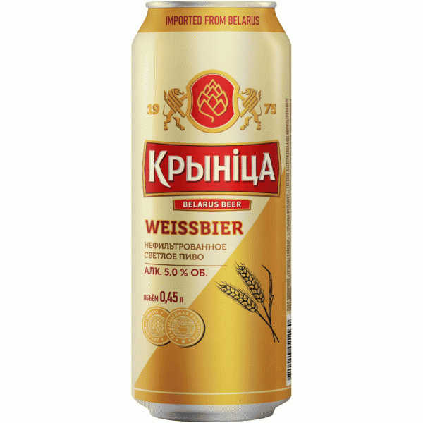 Пиво Крынiца Weissbier пшеничное 5% 0.45л - в магазине «Чижик»