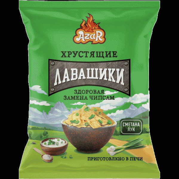 Лавашики Azar хрустящие сметана лук 90г - в магазине «Чижик»