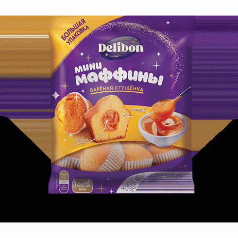 Мини-маффины DELIBON с начинкой вареная сгущенка 470г - в магазине «Чижик»