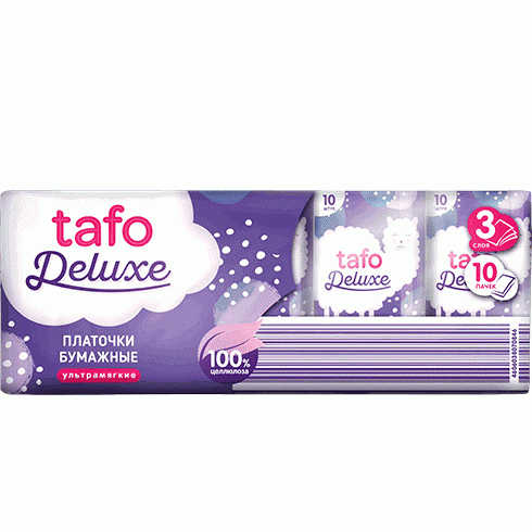 Платочки TAFO гигиенические из бумаги 3 слоя 100шт - в магазине «Чижик»