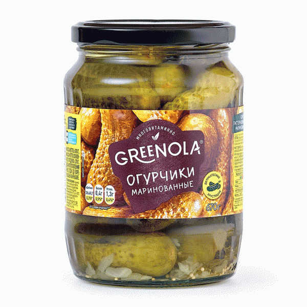 Огурцы GREENOLA маринованные 670г - в магазине «Чижик»