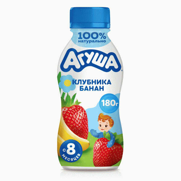 Йогурт Агуша клубника банан 2,7% 180г - в магазине «Чижик»