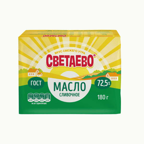 Масло СВЕТАЕВО Крестьянское слив. 72,5% 180г - в магазине «Чижик»