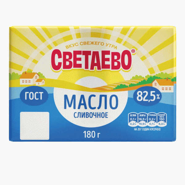 Масло СВЕТАЕВО Традиционное слив. 82,5% 180г - в магазине «Чижик»