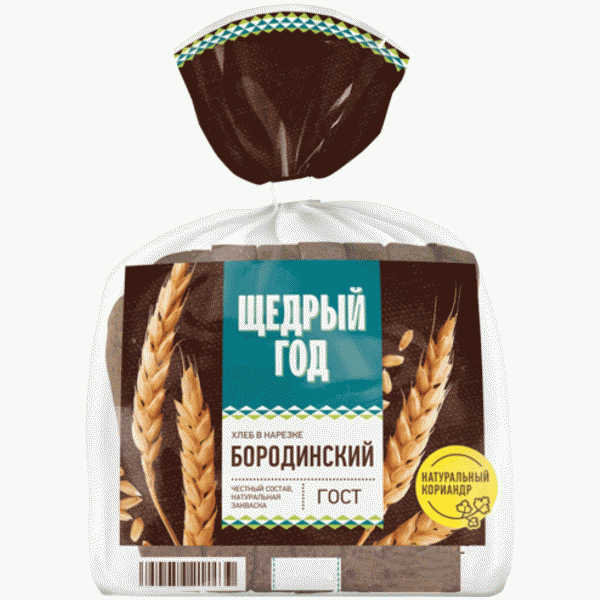 Хлеб ЩЕДРЫЙ ГОД Бородинский Особый нарез. 400г - в магазине «Чижик»