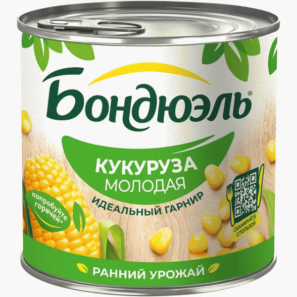 Кукуруза Бондюэль молодая сладкая 340г - в магазине «Чижик»