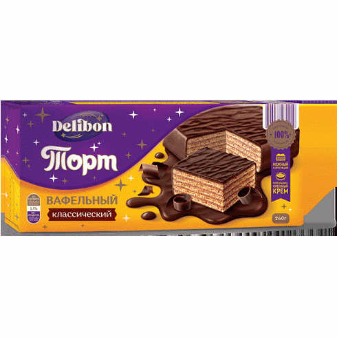Торт DELIBON Классический вафельный 240г - в магазине «Чижик»