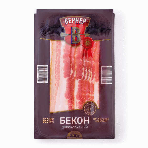 Бекон ВЕРНЕР Венгерский из свинины сырокоп. 200г - в магазине «Чижик»