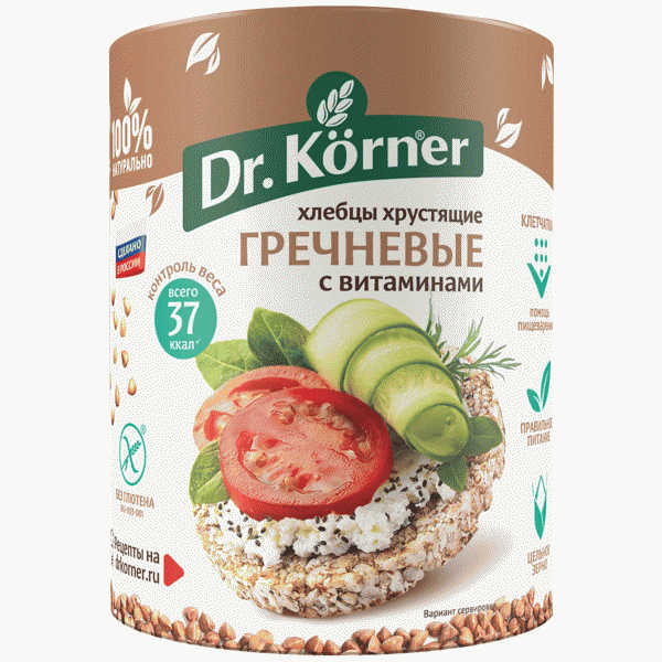 Хлебцы Dr.Korner Гречневые с витаминами 100 г - в магазине «Чижик»