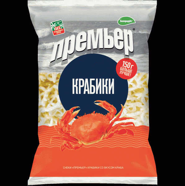 Снеки Белпродукт Премьер крабики 150г - в магазине «Чижик»