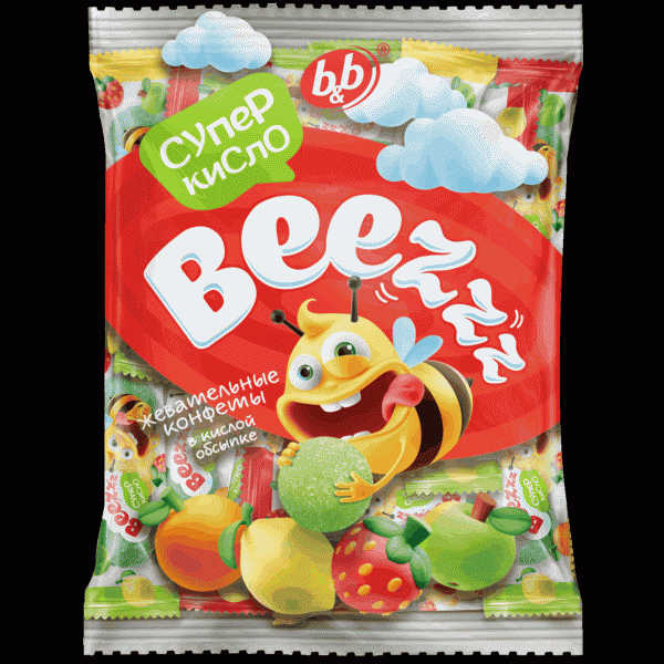 Конфеты B&B Beezzz жевательные в кислой обсыпке 180г - в магазине «Чижик»