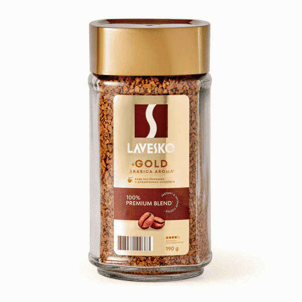 Кофе LAVESKO Gold раств. с доб. молотого 190г - в магазине «Чижик»