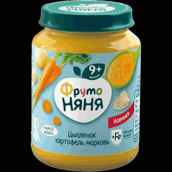 Пюре ФрутоНяня цыпленок картоф. 190г - в магазине «Чижик»