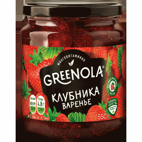 Варенье GREENOLA клубничное стерилизованное 550г - в магазине «Чижик»
