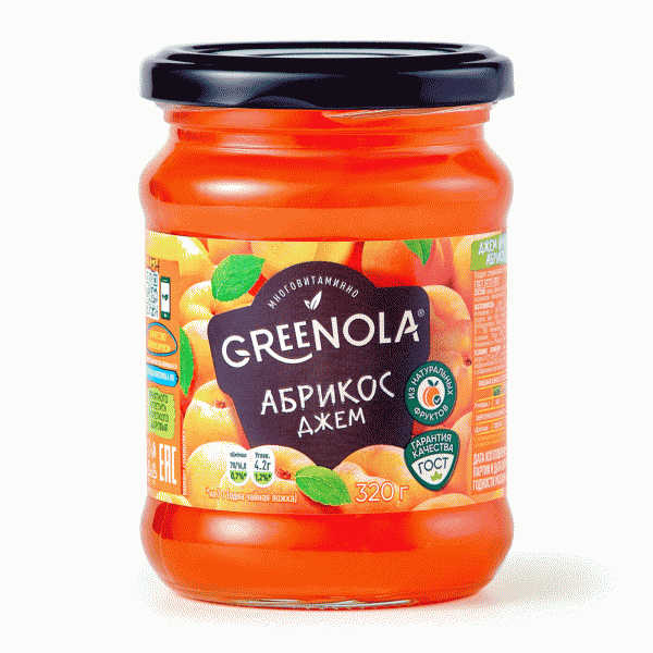 Джем GREENOLA абрикосовый 320г - в магазине «Чижик»