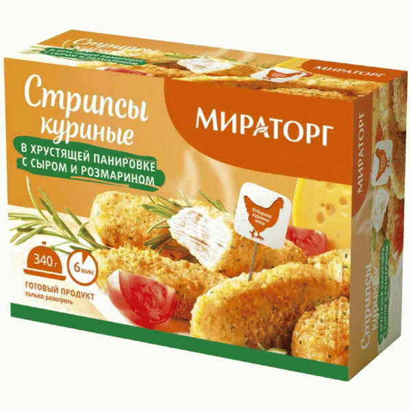 Стрипсы Мираторг куриные с сыром 340г - в магазине «Чижик»