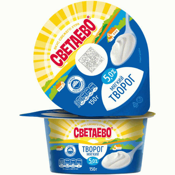 Творог СВЕТАЕВО мягкий 5% 150г - в магазине «Чижик»