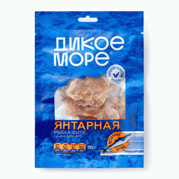 Рыбка ДИКОЕ МОРЕ Янтарная филе сушено-вяленая 70г - в магазине «Чижик»