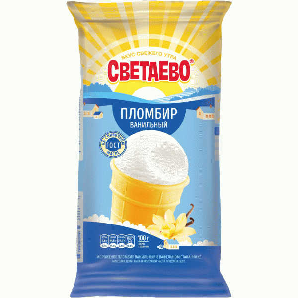 Мороженое СВЕТАЕВО пломбир ванильный 100г - в магазине «Чижик»