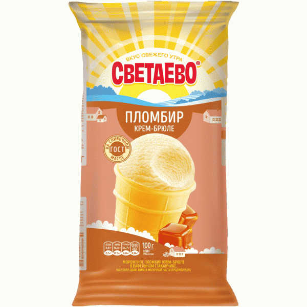 Мороженое СВЕТАЕВО пломбир крем-брюле 100г - в магазине «Чижик»