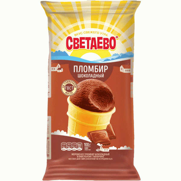 Мороженое СВЕТАЕВО пломбир шоколадный 100г - в магазине «Чижик»