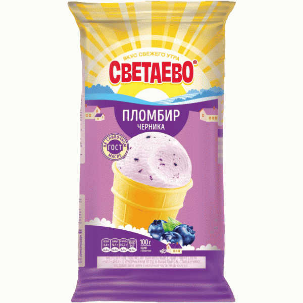 Мороженое СВЕТАЕВО пломбир черника 100г - в магазине «Чижик»