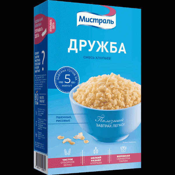 Хлопья Мистраль Дружба из риса и пшена 400г - в магазине «Чижик»