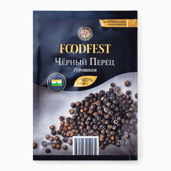 Перец FOODFEST черный горошком 20г - в магазине «Чижик»