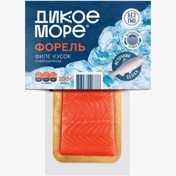 Форель ДИКОЕ МОРЕ филе-кусок слабосоленая 200г - в магазине «Чижик»