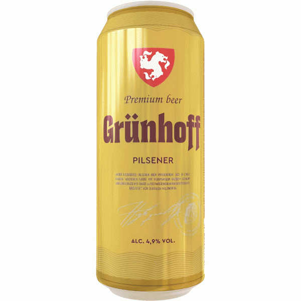 Пиво Grunhoff Pilsener светлое фильтров. 4,9% 0,5л - в магазине «Чижик»