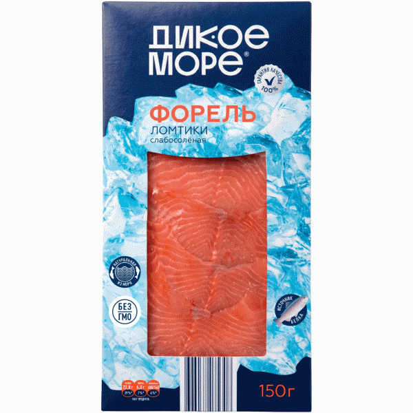 Форель ДИКОЕ МОРЕ ломтики слабосоленая 150г - в магазине «Чижик»