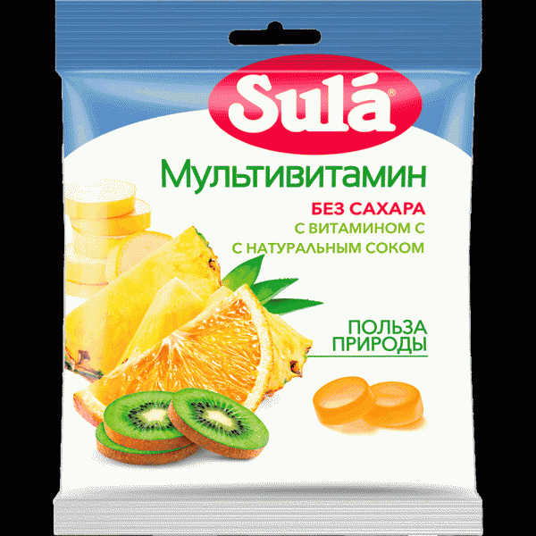 Карамель Sula мультивитамин без сахара 60г - в магазине «Чижик»
