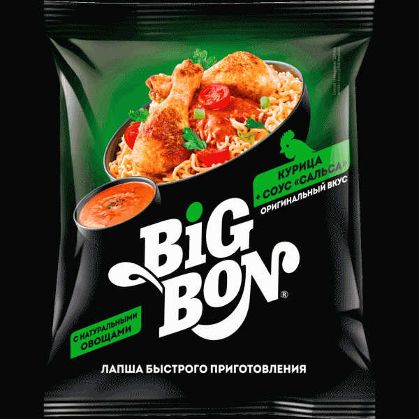 Лапша Big Bon Курица с соусом сальса 75г - в магазине «Чижик»