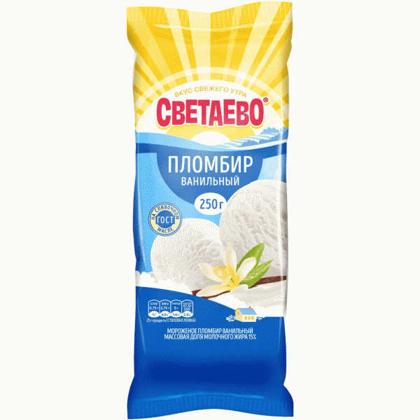 Мороженое СВЕТАЕВО пломбир ван. 15% БЗМЖ 250г - в магазине «Чижик»