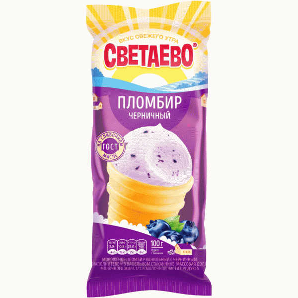 Мороженое СВЕТАЕВО пломбир черника 12% 100г - в магазине «Чижик»