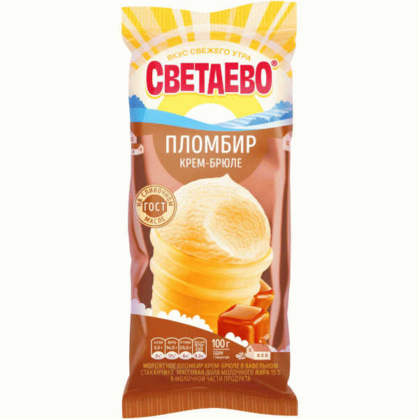 Мороженое СВЕТАЕВО пломбир крем-брюле 15% 100г - в магазине «Чижик»