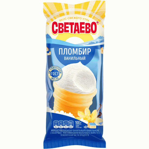 Мороженое СВЕТАЕВО пломбир в ваф. стак. 100г - в магазине «Чижик»