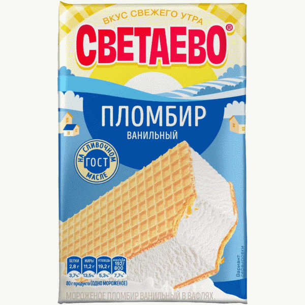 Мороженое СВЕТАЕВО пломбир ванильн. 15% 80г - в магазине «Чижик»
